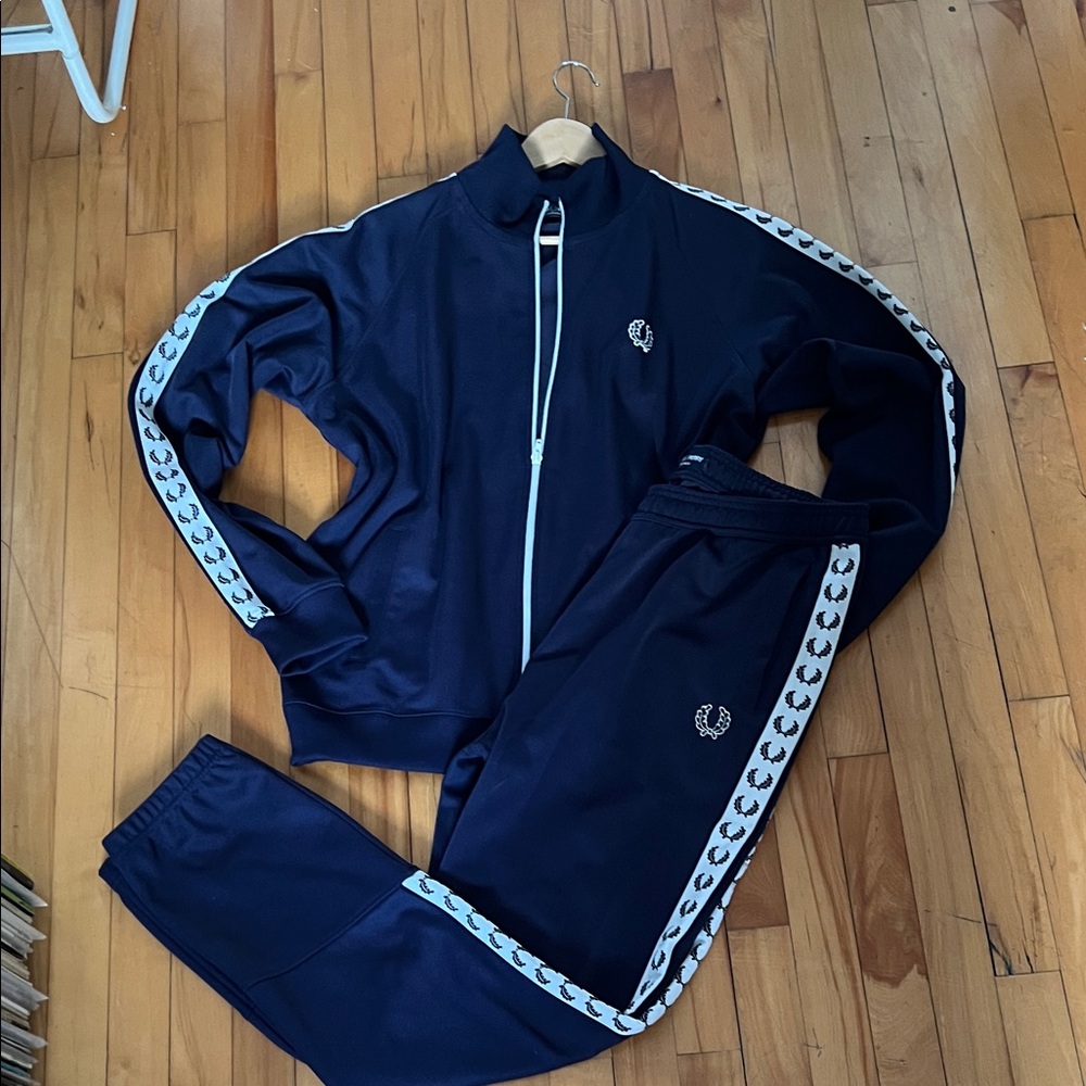 Fred Perry Navy Blue Track Jacket (XL) and pants (L)